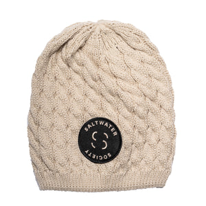 Saltwater Society  "Member Patch"  KNITTED  TAN BEANIE