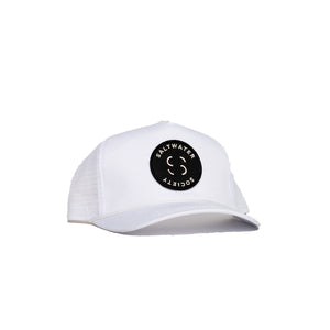 Saltwater Society  "Member Patch" WHITE SNAPBACK HAT