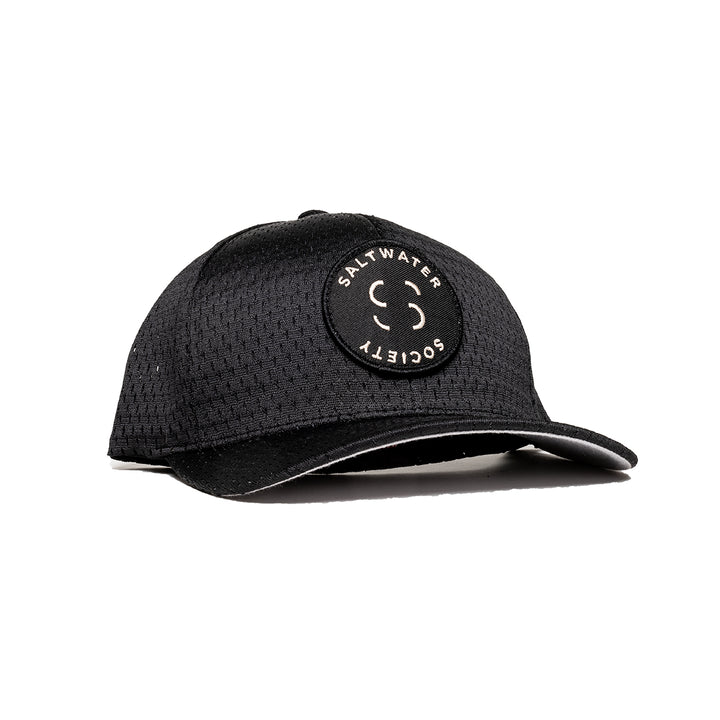 Saltwater Society  "Member Patch"  BLACK FLEXFIT "MESH" SIZED SNAPBACK HAT